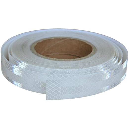 Non Fading Reflective Tape White Outdoor Waterproof 1 inch Wide for Truck, High Visibility Safety Warning Adhesive Strips (66 feet)