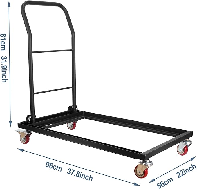 Commercial Folding Chair Cart, Heavy-Duty Steel Storage & Transport Dolly for Plastic, Resin & Wood Chairs