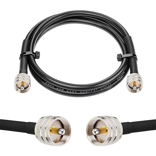 RG8x Jumper Cable 3ft,2 Pack PL259 Jumper CB Coax Cable 50 Ohm,UHF PL259 Male to Male Low Loss CB Antenna Extension for HAM Radio,VHF Radio,SWR Meter,Antenna Analyzer