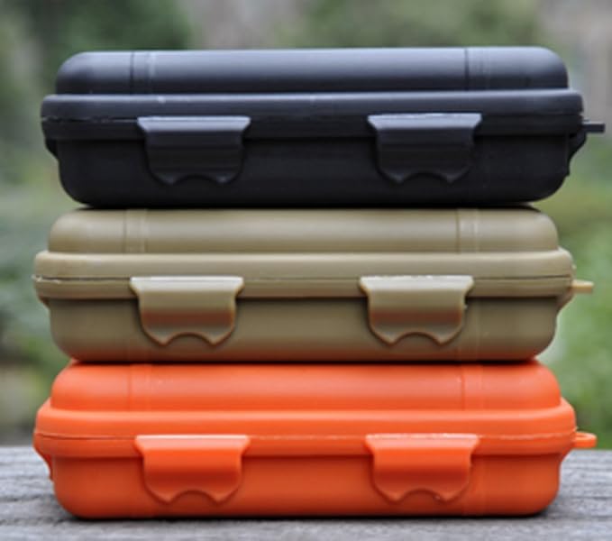 Yosoo Outdoor Waterproof Survival Storage Case Container - Fishing Carry Box (Orange & Black & Mud Color, S) Airtight Box