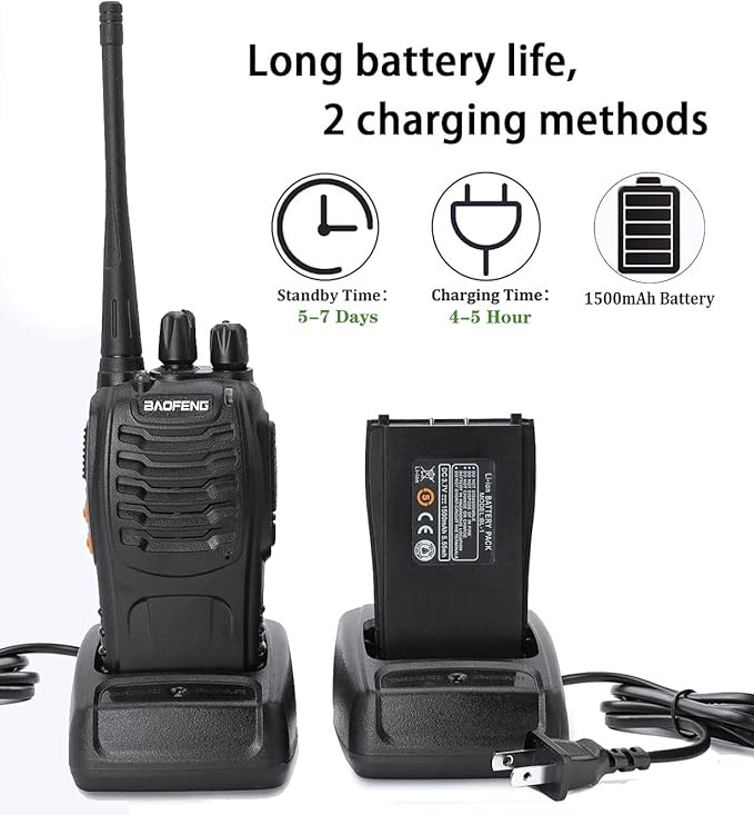 Baofeng Walkie Talkies Two-Way Radios bf-888s for Adults Long Range Rechargeable Communicator Handheld Professional UHF Interphone 10 Pack Walky Talky Set with Earpiece,Li-ion Battery and Charger