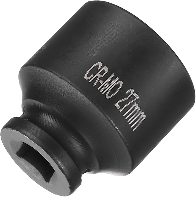 HARFINGTON 4 Point Square Socket 1/2" Drive 27mm Metric Square Impact Socket CR-MO Blackening Standard Wheel Sockets Pneumatic Socket Tool for Auto Repair Mechanical Maintenance Home Use