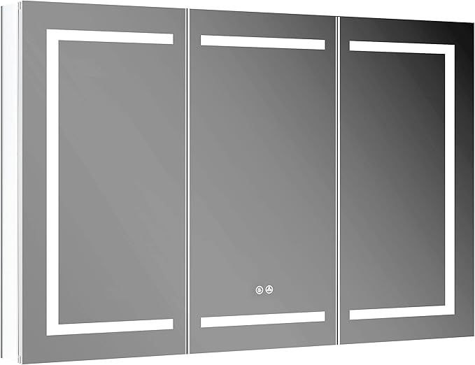 Blossom 48 Inch LED Medicine Cabinet with Mirror Lights, LED Lighted Bathroom Medicine Cabinet - Recessed or Surface Mount with Built-in Defogger, 3 Color Dimmer - Makeup Mirror