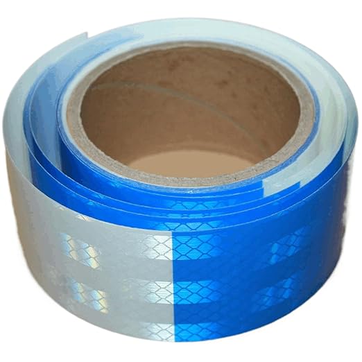Blue White Reflective Tape 2 inch Wide for Cars, Outdoor Waterproof High Visibility Safety Warning Adhesive Strips (10 feet)