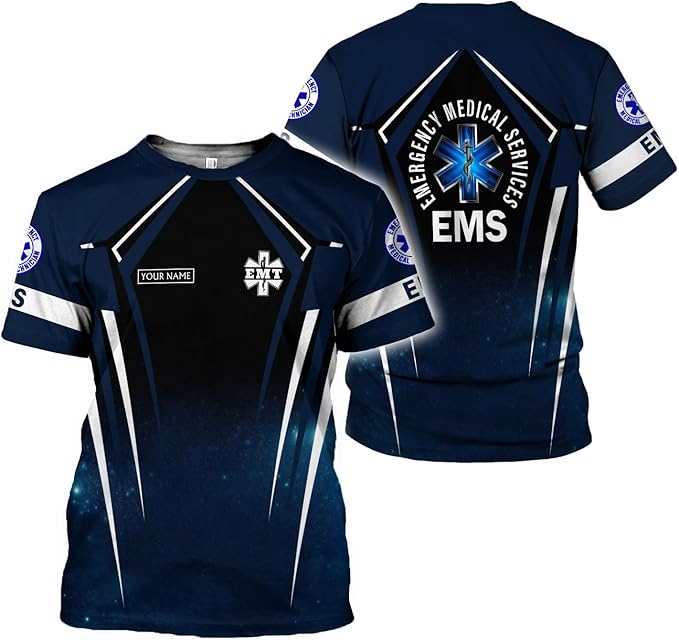 Personalized EMT 3D Shirt, EMT 3D Hoodie, 3D EMS Hoodies for Men, Medical Uniforms EMS Shirt, Emergency Medical Service Shirt