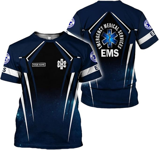 Personalized EMT 3D Shirt, EMT 3D Hoodie, 3D EMS Hoodies for Men, Medical Uniforms EMS Shirt, Emergency Medical Service Shirt