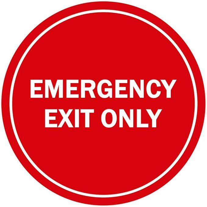 Signs ByLITA Circle Emergency Exit Only Sign (Red) - Medium 1 Pack