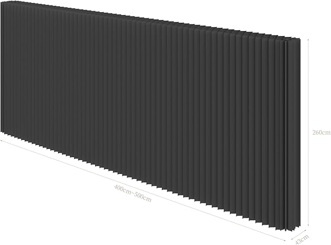 Foldable Room Divider Privacy Screens Movable Temporary Wall Space Partition, 5.25~9.19 FT Tall, 6.56~16.4 FT Width, Choice of Various Sizes and Styles(Black)