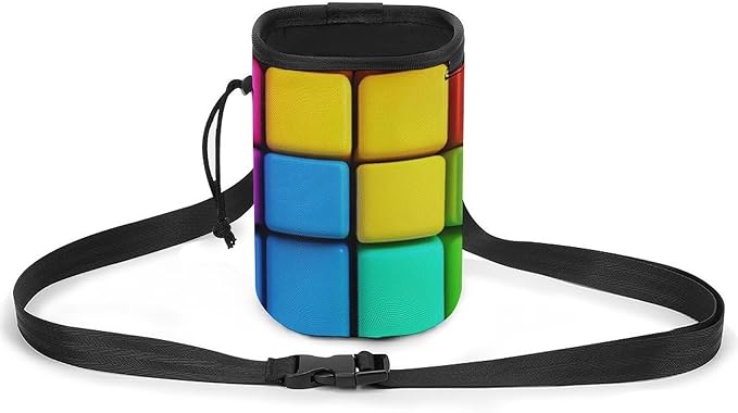 Dog Feed Snack Reward, Pet Training Package, Dog Snack Pocket with Adjustable Waist Belt 3 Ways to Wear Rainbow Colorful Blocks