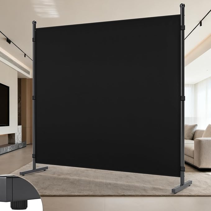 AKTOP Room Divider, Freestanding Single Panel Privacy Screen, Portable Temporary Wall Dividers for Room Separation, Large Room Partitions and Separators for Home, Office, Dorm, 71''W x 71''H, Black