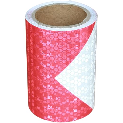 Reflective Tape Red and White 4 inch X 10 feet, Outdoor Waterproof Hazard Conspicuity Warning Industrial Marking Tape