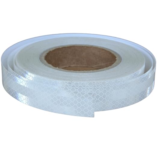 Non Fading Reflective Tape White Outdoor Waterproof 1 inch, High Visibility Warning Industrial Marking Tape, Safety Stickers (68 feet)