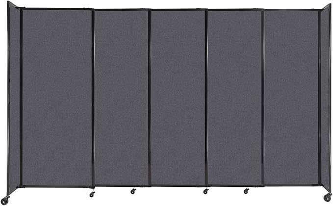 Versare Straightwall Sliding Portable Wall Partition | Freestanding Office Dividers | Locking Wheels | Temporary Room Separator | 11'3" Wide x 6'10" Tall Dark Gray SoundSorb Panels