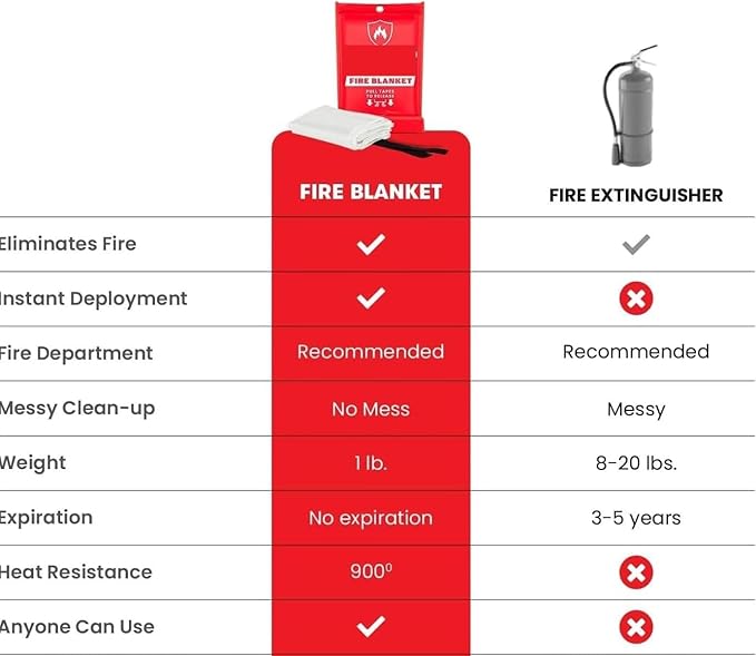 40" x 40" MorningWishes Emergency Fire Blanket Fiber Glass Suppression as Extinguisher Flame retardant protection Heat Insulation Design for Kitchen Office School Car Grill BBQ Fireplace camping 4 pic