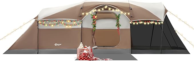PORTAL 6/8/10 Person Family Camping Tent with Screen Room, Water Resistant Big Tunnel Tents with Rainfly, Large Family Tent for Camping, Outdoor, Patio