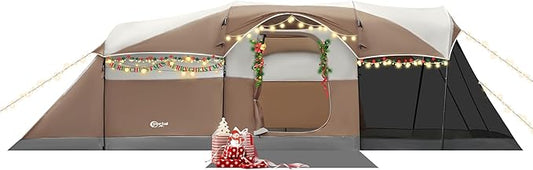 PORTAL 6/8/10 Person Family Camping Tent with Screen Room, Water Resistant Big Tunnel Tents with Rainfly, Large Family Tent for Camping, Outdoor, Patio