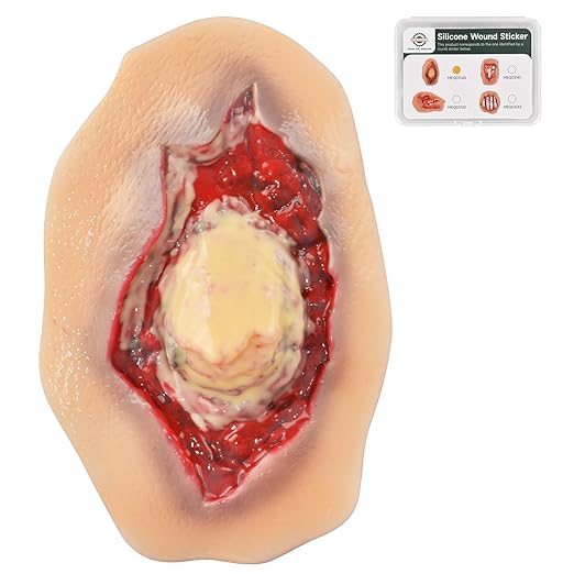 Silicone Ankle Fracture Wound Model, Wearable Moulage Simulation for Medical Training, Self-Adhesive Ankle Injury Simulator with Exposed Bone and Torn Flesh