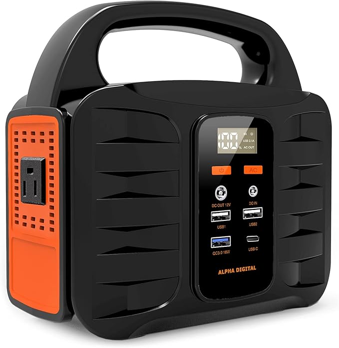 Portable Power Station 155Wh 42000mAh, Solar Generator with 110V/100W AC Outlet, DC 12V Output, USB QC3.0 & Type-C, LED Flashlight, Lithium Battery Backup Power Bank for Home Camping Travel Outdoors