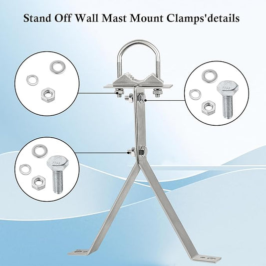 XRDS-RF Antenna Wall Mount 14 Inch Heavy-Duty Stand Off Wall Mast Mount Windproof Antenna Mounting Bracket for TV Antenna Mast (2-Leg + 2-Leg)
