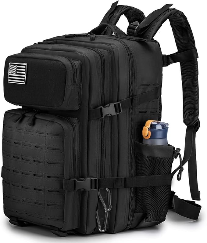 50L Military Tactical Backpack for Men,Water Resistant Day Backpack Molle Army 3 Days Assault Pack Bug Out Bag,Heavy Duty Hiking Treeking Gym Rucksack Black