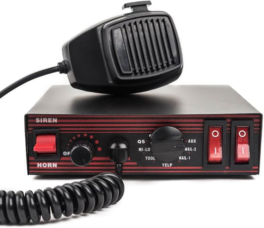 100W Emergency Police Siren Kit,CJB200E Car PA System,DC12V 100W 8 Tones with Mic,Emergency Electronic for Emergency Vehicles Trucks