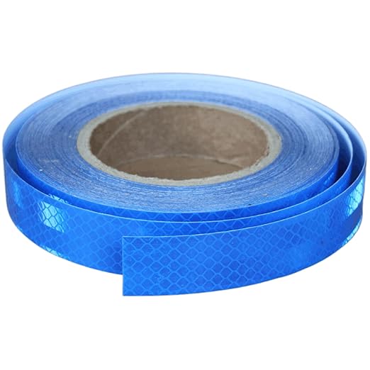 Industrial Non Fading Reflective Tape Blue 1 inch Wide, Outdoor Waterproof High Visibility Safety Adhesive Reflector Strips (66 feet)