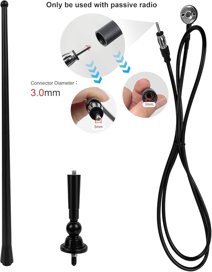 Herdio Waterproof Marine Radio Antenna 3.0mm Connector Rubber Duck Dipole Flexible Mast FM AM Antenna for Boat Car ATV UTV RZR SPA