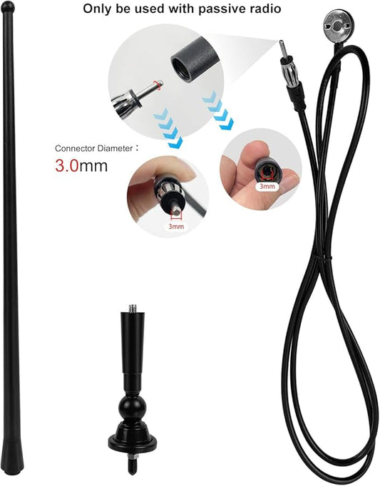 Herdio Waterproof Marine Radio Antenna 3.0mm Connector Rubber Duck Dipole Flexible Mast FM AM Antenna for Boat Car ATV UTV RZR SPA