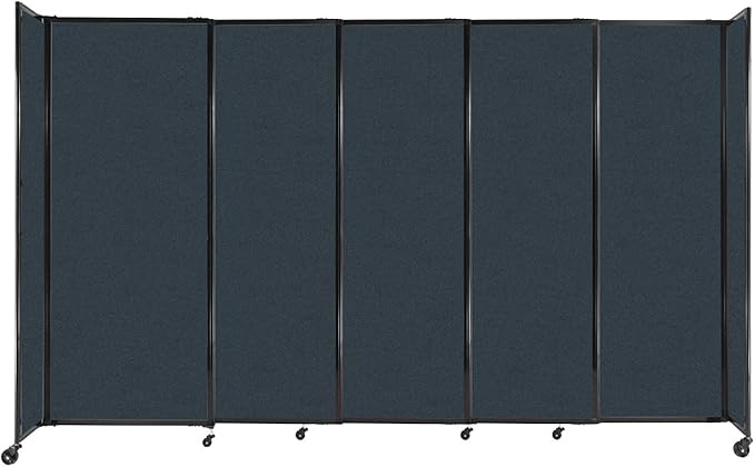 Versare Straightwall Sliding Portable Wall Partition | Freestanding Office Dividers | Locking Wheels | Temporary Room Separator | 11'3" Wide x 6'10" Tall Blue Spruce Fabric Panels