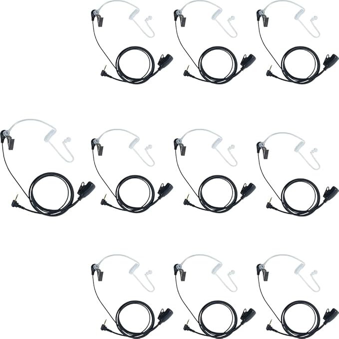 Walkie Talkie Headset with Mic PTT for Motorola,Acoustic Tube Earpiece for Talkabout MH230R MR350R T200 T200TP T260 T260TP T460 T600 MT350R Two Way Radio 10 Pack