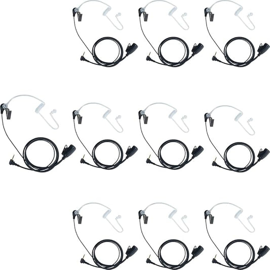 Walkie Talkie Headset with Mic PTT for Motorola,Acoustic Tube Earpiece for Talkabout MH230R MR350R T200 T200TP T260 T260TP T460 T600 MT350R Two Way Radio 10 Pack