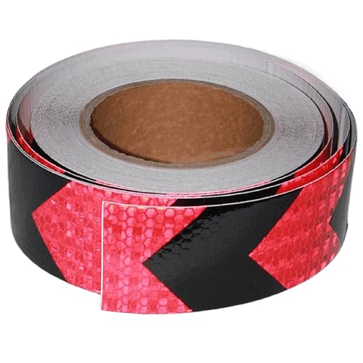 Reflective Tape Red and Black 2 inch X 66 feet, Outdoor Waterproof Hazard Conspicuity Warning Industrial Marking Tape