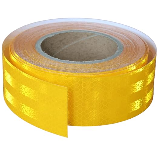 Non Fading Reflective Tape Yellow 2 inch Wide, Outdoor Waterproof High Visibility Safety Warning Adhesive Stickers Strips (66 feet)