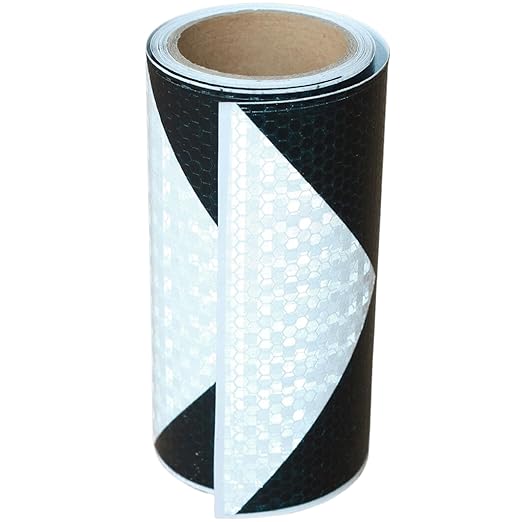 Black White Reflective Tape 6 inch, Outdoor Waterproof Hazard Conspicuity Warning Industrial Marking Tape (11 feet)