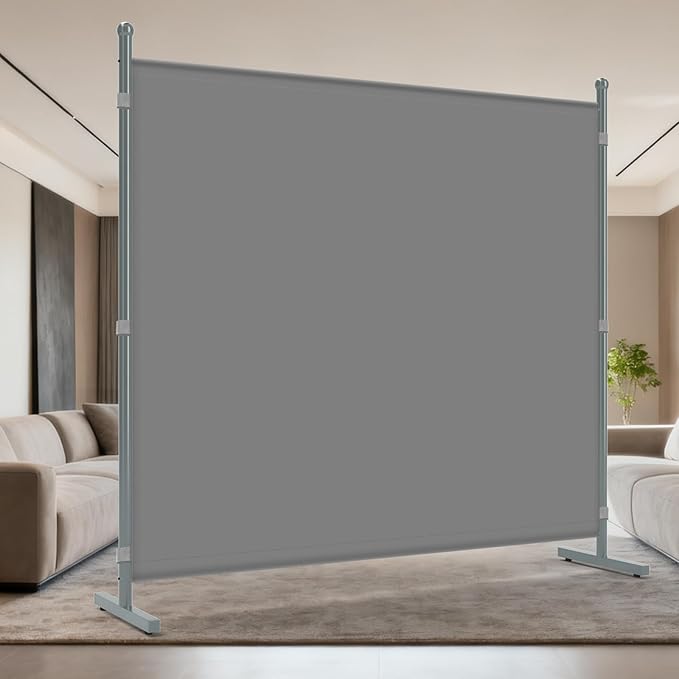 AKTOP Room Divider, Freestanding Single Panel Privacy Screen, Portable Temporary Wall Dividers for Room Separation, Large Room Partitions and Separators for Home, Office, Dorm, 71''W x 71''H, Grey