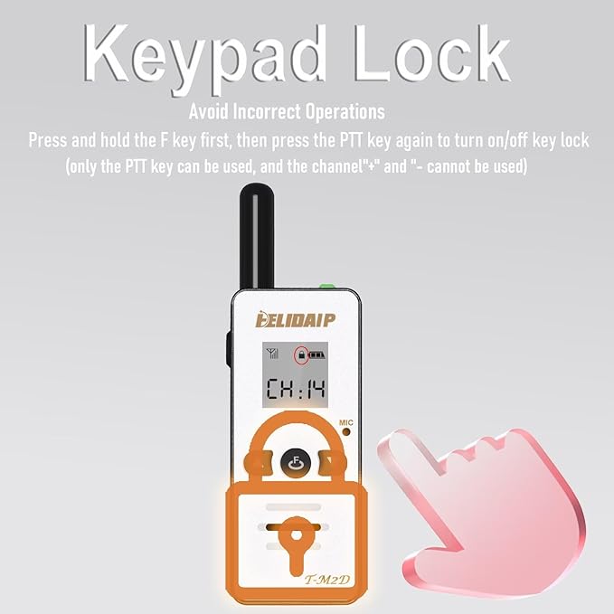 M2D Mini Walkie Talkies for Adults,Small Portable Two Way Radios,Rechargeable 128 Channels Mini 2 Way Radio for Restaurant,Supermarket,Hospital,Hiking,Skiing,Outdoor Sport,Tourism,White 2 Pack