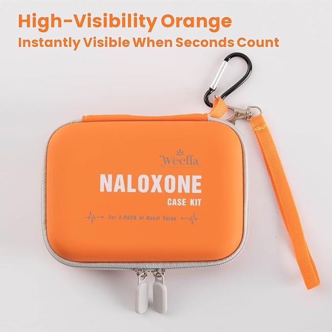 Empty Naloxone Reflective Carry Case Kit, Fits 2 Pack Nasal Sprays, High Visibility Day & Night, Hard Shell & Splash Resistant, for Opioid Overdose Emergency Preparedness (No Naloxone)