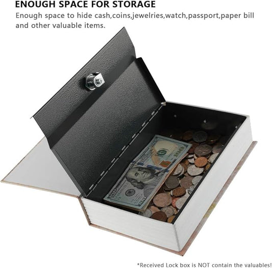 KYODOLED Book Safe with Key Lock,Dictionary Diversion Secret Safe Box,Money Hidden Lock Box,9.5" x 6.1" x 2 .2" Paris Large