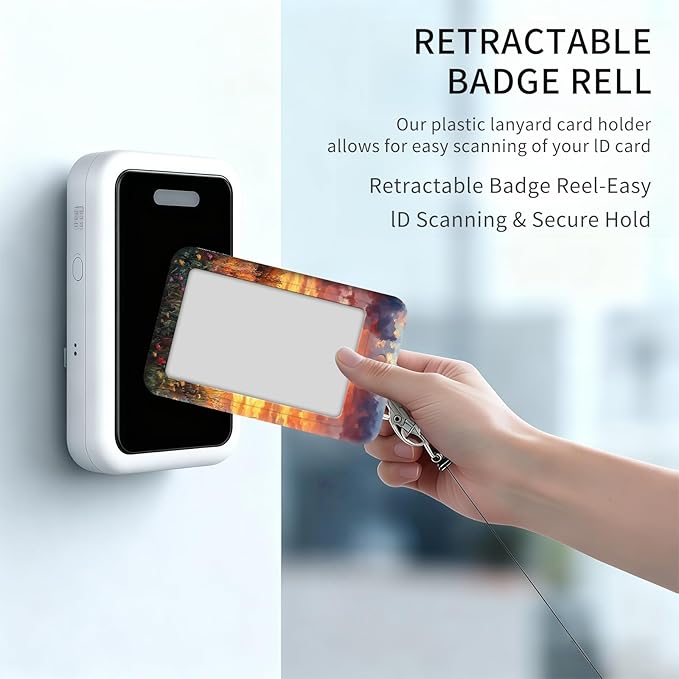 ID Badge Holder with Retractable Lanyard for Women & Men,Vertical ID Card Holder Wallet,Clear Window&Card Slot,Detachable Neck Strap for Nurse Teacher Office,Sunset Horse Grace