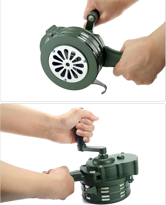 FTVOGUE Hand Crank Siren Horn 110dB Loud Emergency Safety Alarm Manual Portable for Factories Schools Outdoor Emergency Situations