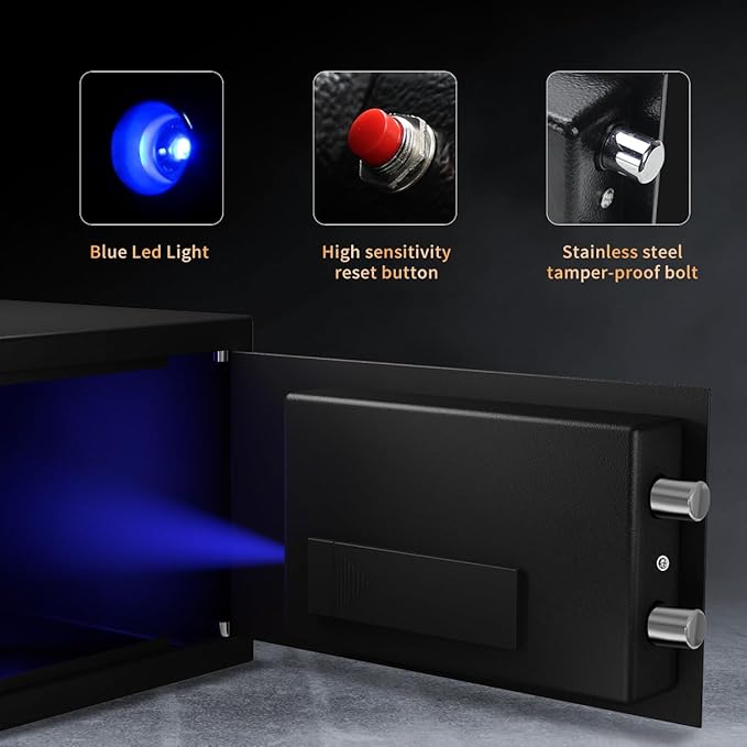 Fire Resistant Safe Box with Fireproof Waterproof Bag and Sensor Light,0.4 Cubic Feet Money Safe with Emergency External Power Supply,Electronic Digital Security Safe