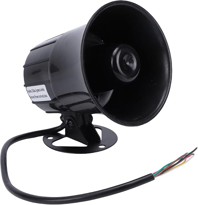 Sanpyl Alarm Horn Siren PA Speaker, 120dB 15W 8 Sound Loud Car Siren Vehicle Horn Hooter / Ambulance / Boat / Traffic Sound, Black
