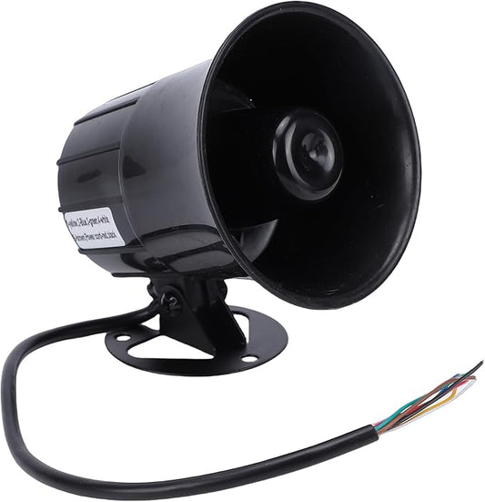 Sanpyl Alarm Horn Siren PA Speaker, 120dB 15W 8 Sound Loud Car Siren Vehicle Horn Hooter / Ambulance / Boat / Traffic Sound, Black