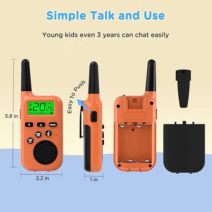 Peakeep Walkie Talkies for Kids Long Range 3 Miles, Voice-Changing Toys Gifts for 3-12 Years Old Boys Girls, 2 Way Radios Big LCD Screen, Flashlight, Camping Hiking Outdoor, Battery Operated, 2 Packs
