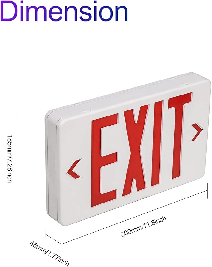 TANLUX Red Corded Exit Sign with 1.0 Meter Plug in Cord, Plug in Exit Sign with Battery Backup Lights for Business, Commerical Emergency Lighting Combo, UL Listed, AC 120/277V, Double Face
