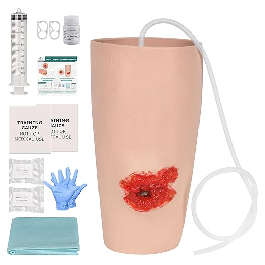 Wound Packing Trainer Kit, Stop The Bleed Kit for hemostasis Training, Wearable Leg Bullet Wound Sleeve Trainer for Medical Education