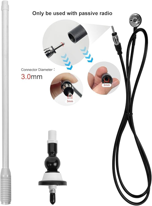 Herdio Waterproof Marine Antenna Rubber Duck Dipole Flexible Mast FM AM Antenna for Boat Radio Car ATV UTV RZR SPA