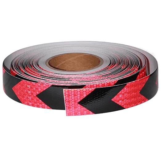Red and Black Reflective Tape Outdoor Waterproof 1 inch X 166 feet, High Visibility Hazard Conspicuity Safety Industrial Marking Tape