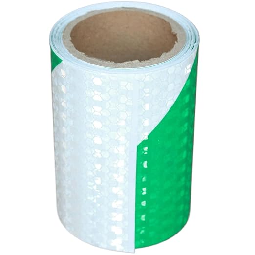 Reflective Tape Green and White 4 inch, Outdoor Waterproof Hazard Conspicuity Warning Industrial Marking Tape (11 feet)