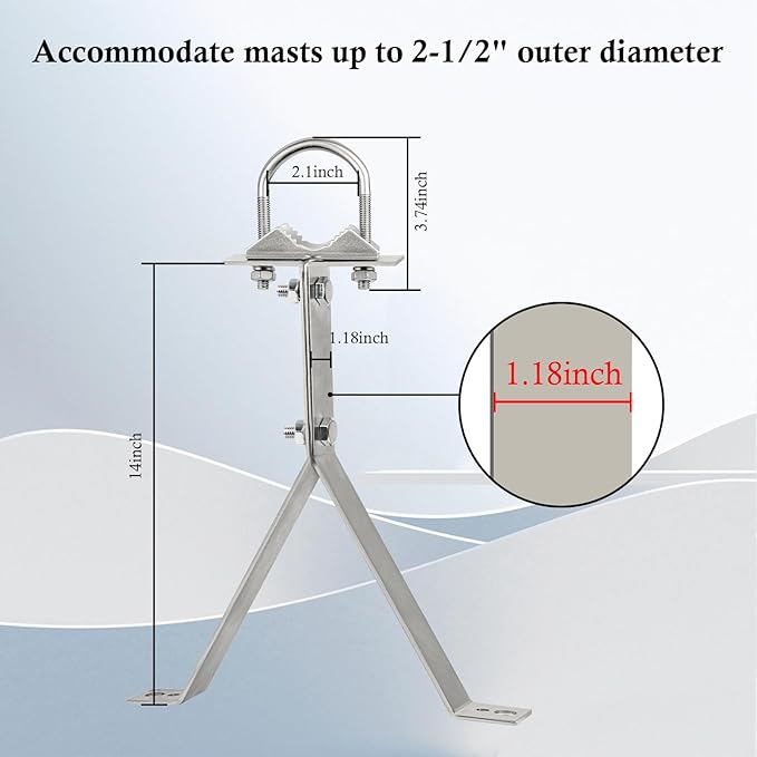 XRDS-RF Antenna Wall Mount 14 Inch Heavy-Duty Stand Off Wall Mast Mount Windproof Antenna Mounting Bracket for TV Antenna Mast (3-Leg + 2-Leg)